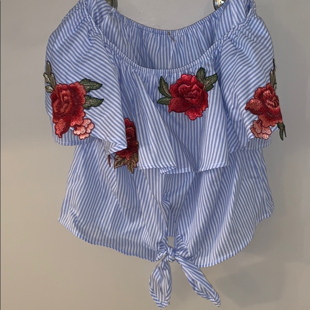 Striped blue and white blouse